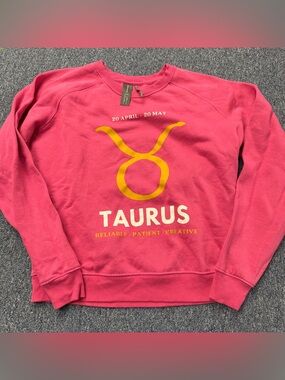 Anthropologie Pink The Zodiac sweatshirt Taurus design by Catherine O'Sullivan
